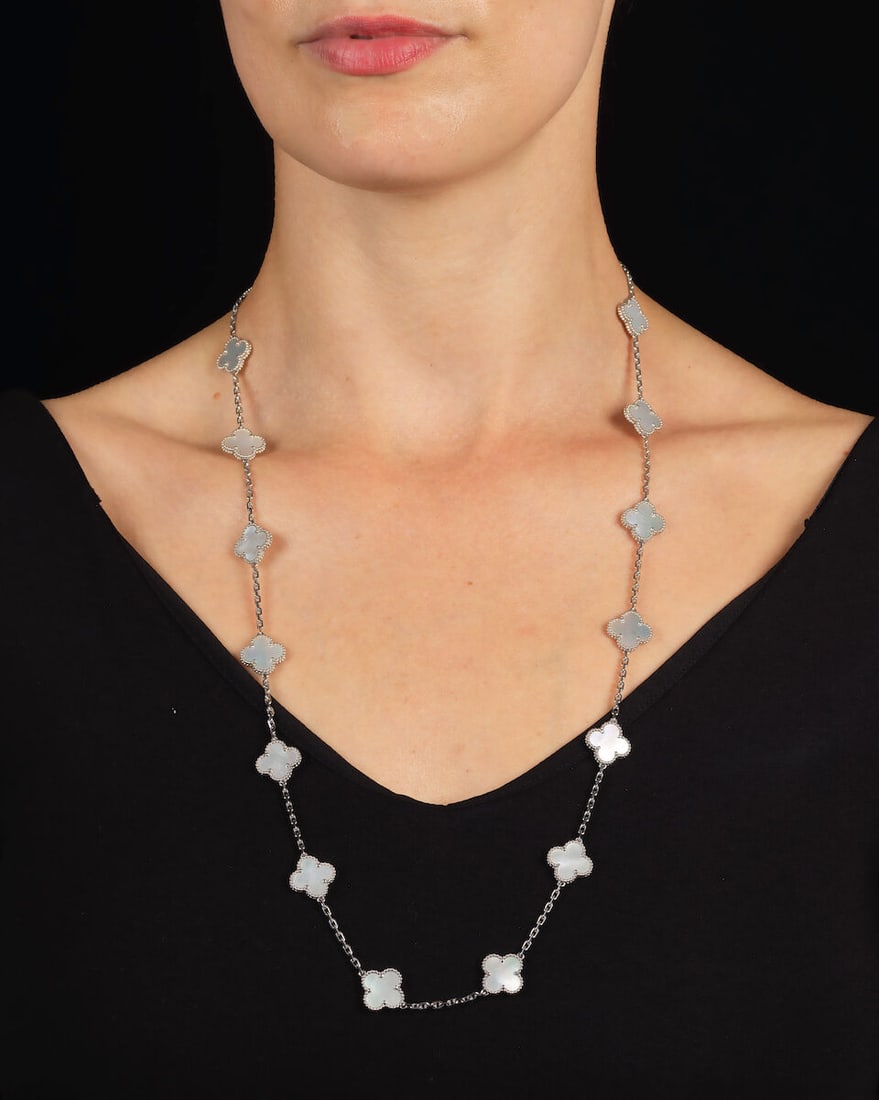 VAN CLEEF AND ARPELS: MOTHER-OF-PEARL ALHAMBRA NECKLACE - 2