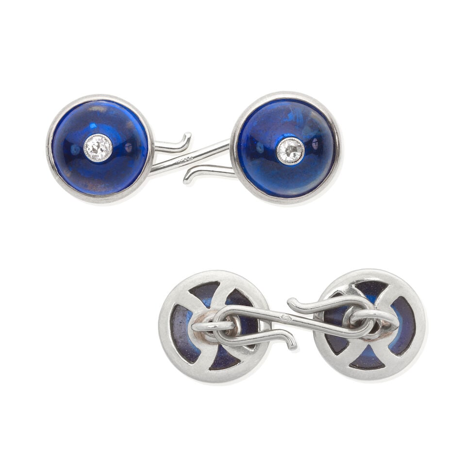 SAPPHIRE AND DIAMOND CUFFLINKS (1 of 1)