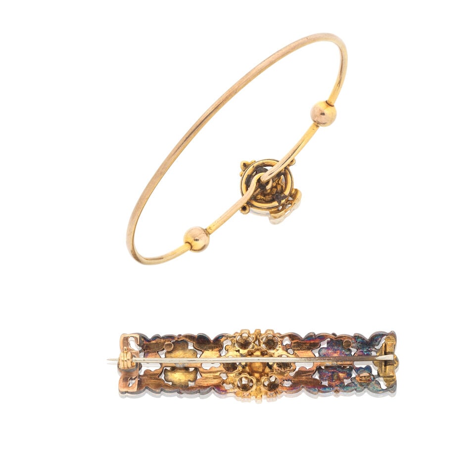 DIAMOND BANGLE AND PLAQUE BROOCH - 2