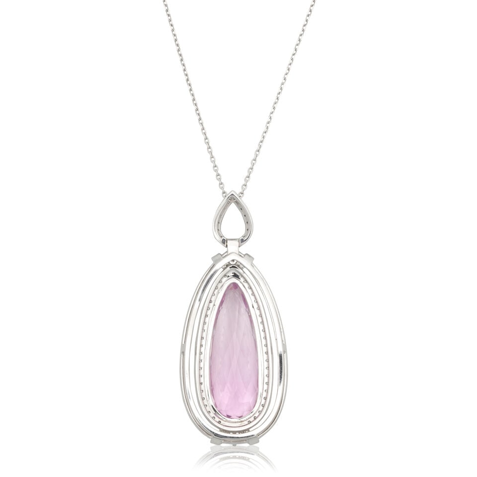 KUNZITE AND DIAMOND PENDANT/NECKLACE - 2