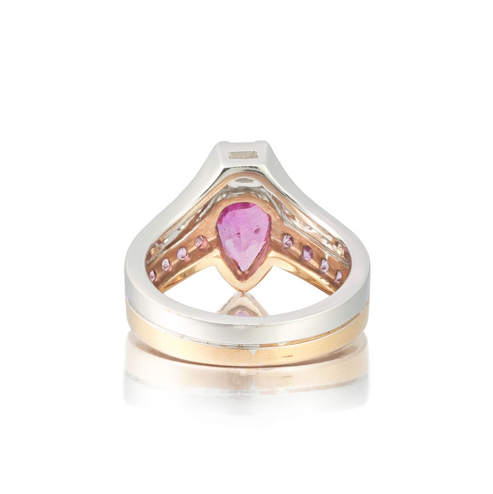 TRIO: PINK SAPPHIRE AND DIAMOND RING - 2