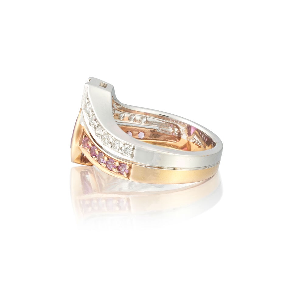 TRIO: PINK SAPPHIRE AND DIAMOND RING - 3