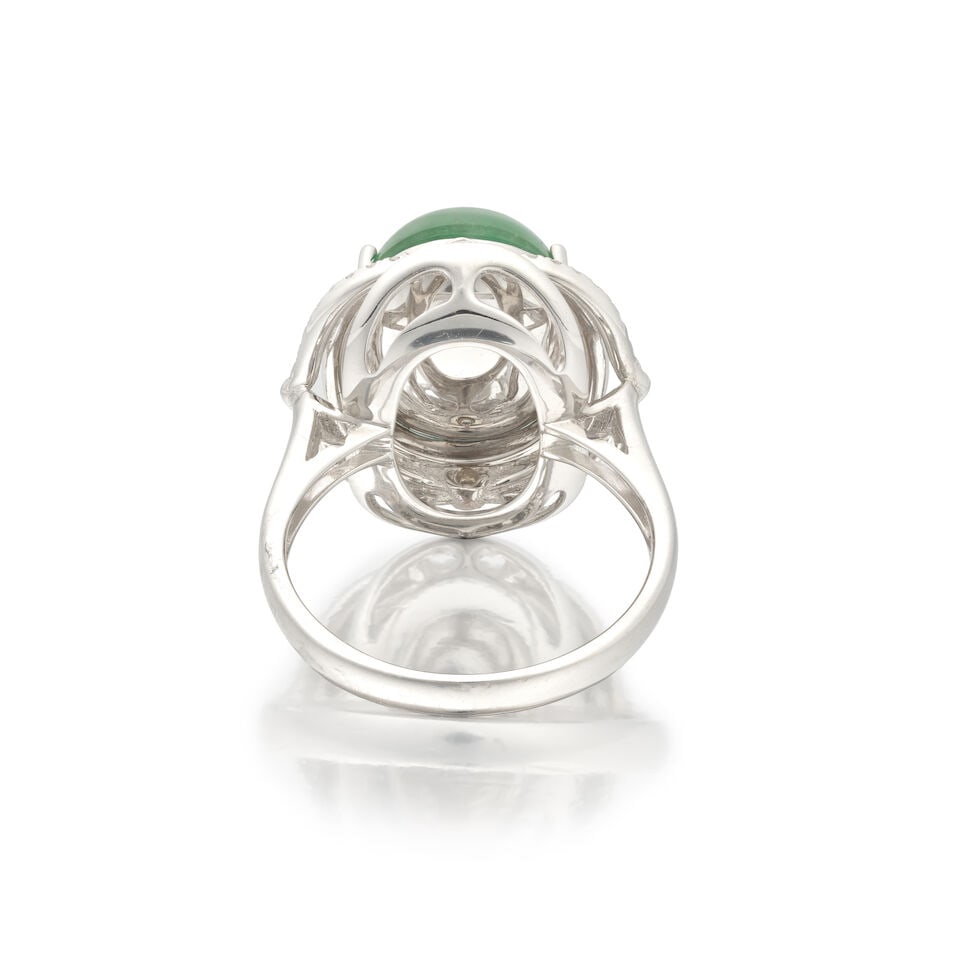 JADE AND DIAMOND RING - 2