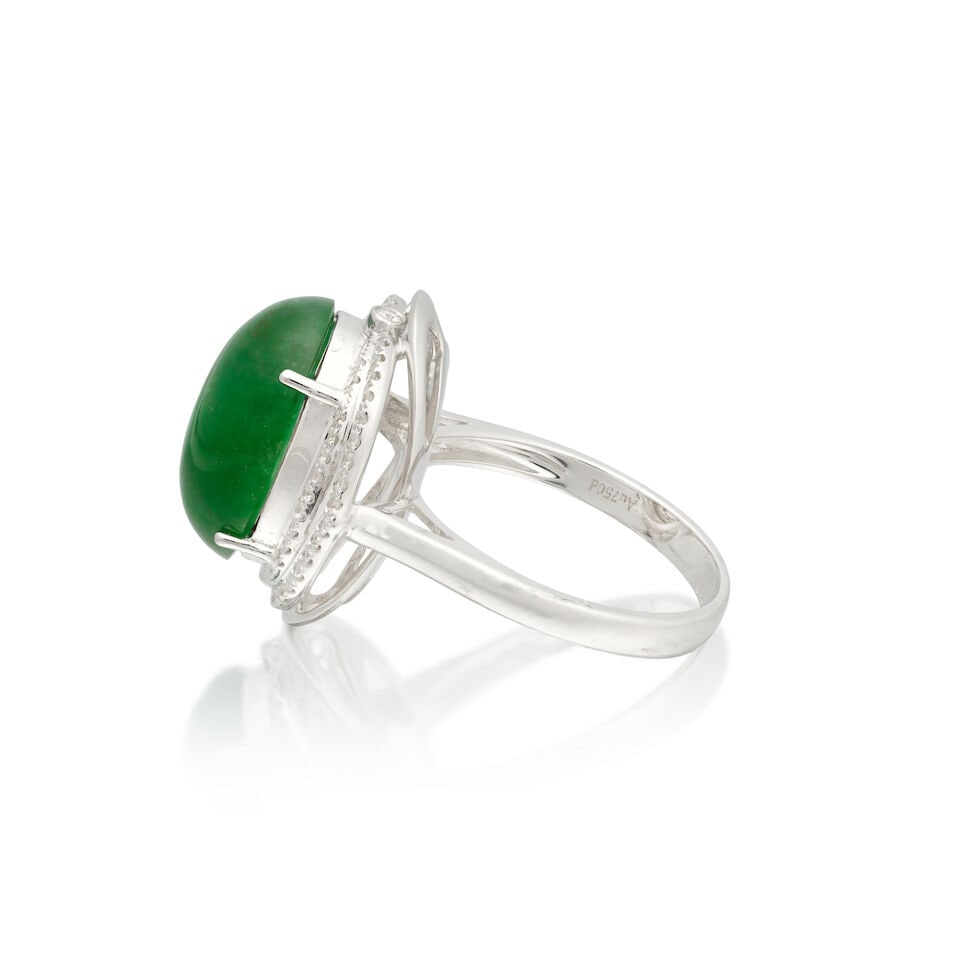 JADE AND DIAMOND RING - 3