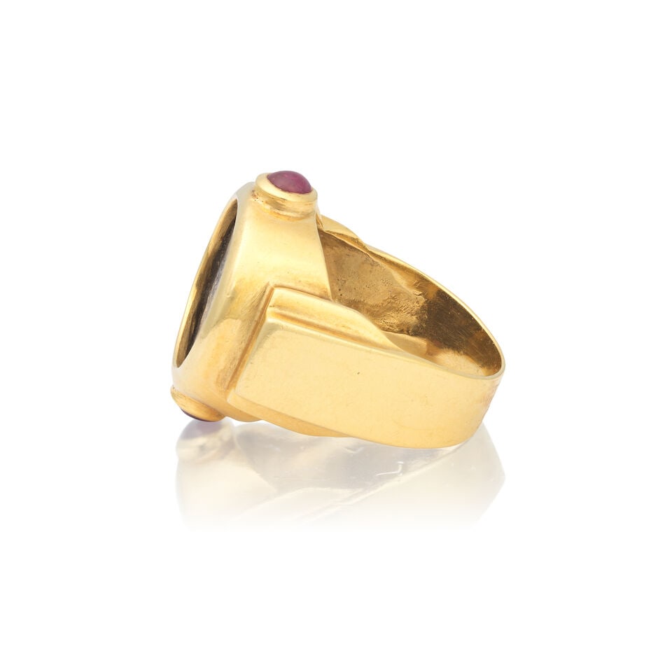 GEM-SET COIN RING - 3