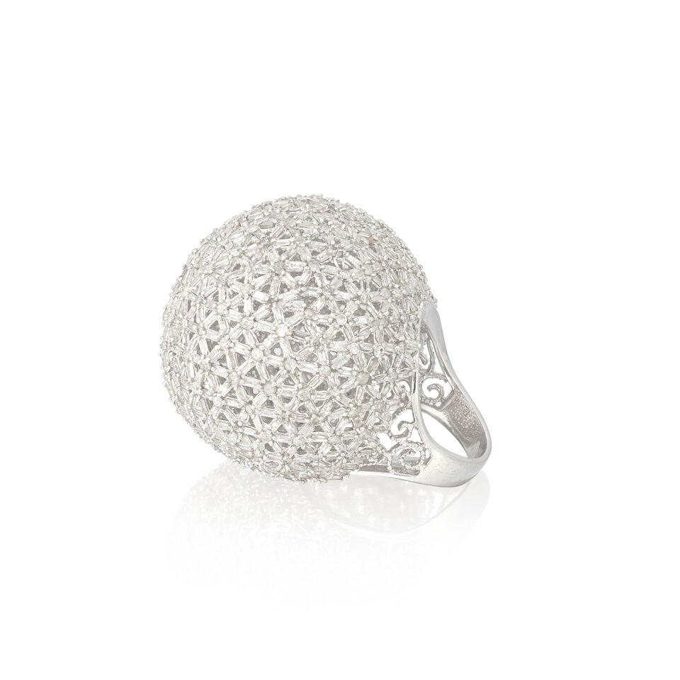 DIAMOND-SET ALLIUM FLOWER RING - 3