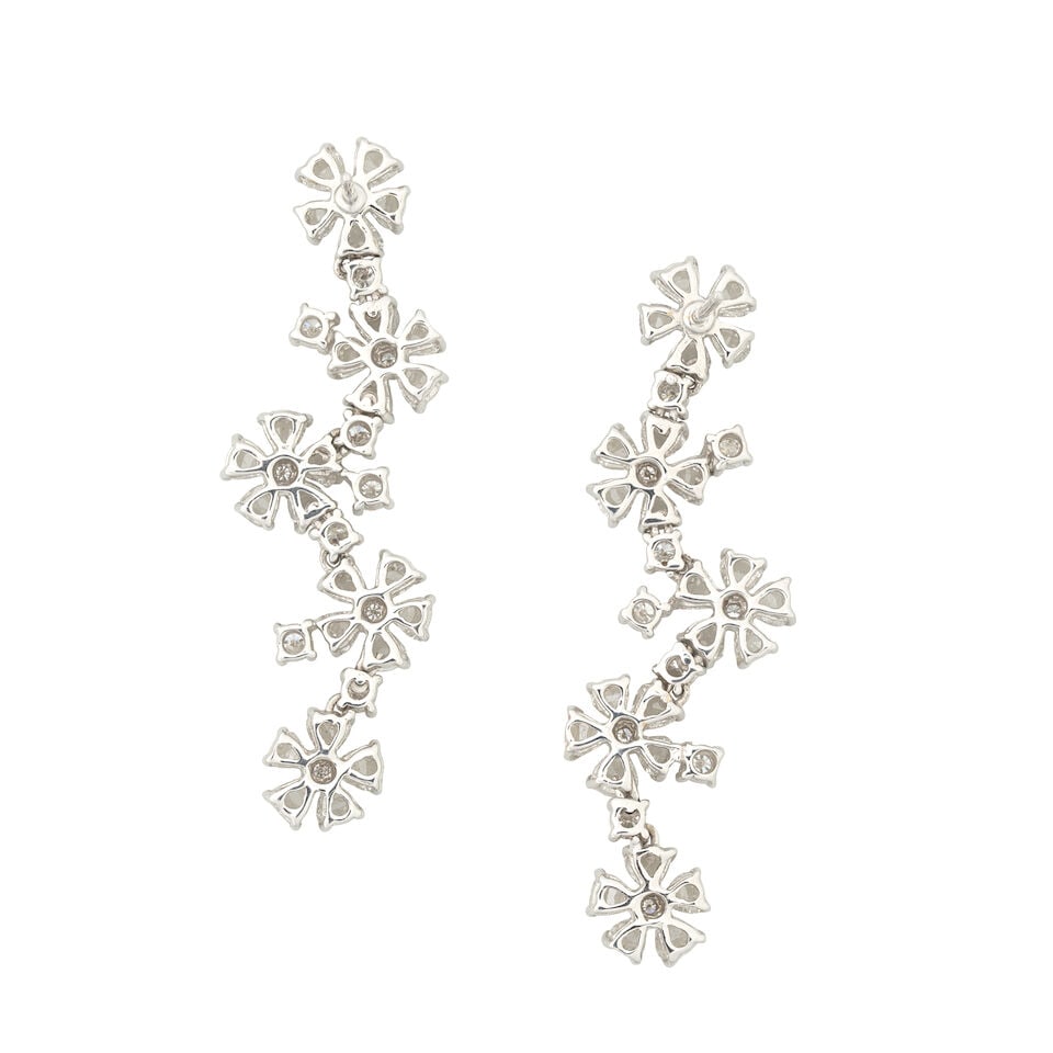 TRIO: DIAMOND FLORAL PENDENT EARRINGS - 2