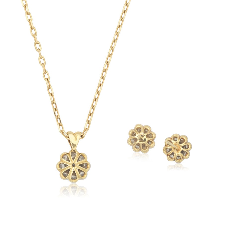 DIAMOND-SET NECKLACE AND EARRING SUITE - 2