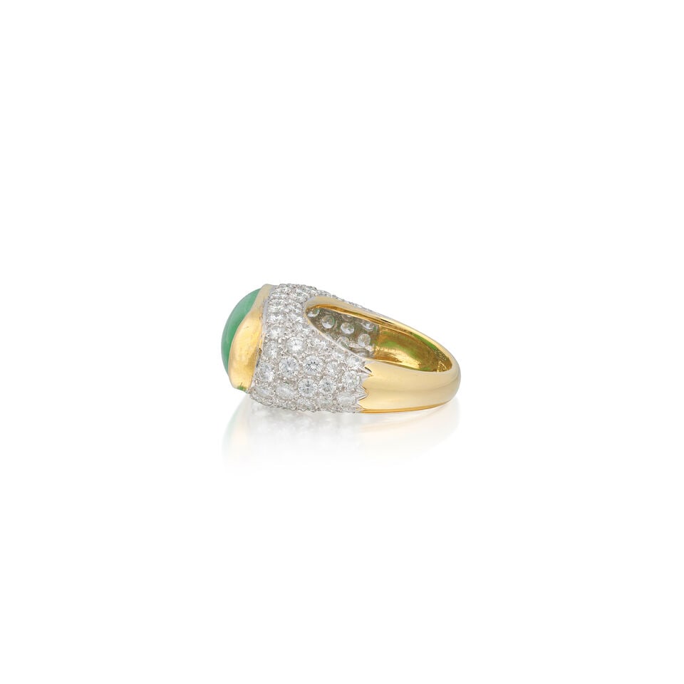TRIO: JADEITE AND DIAMOND RING - 3