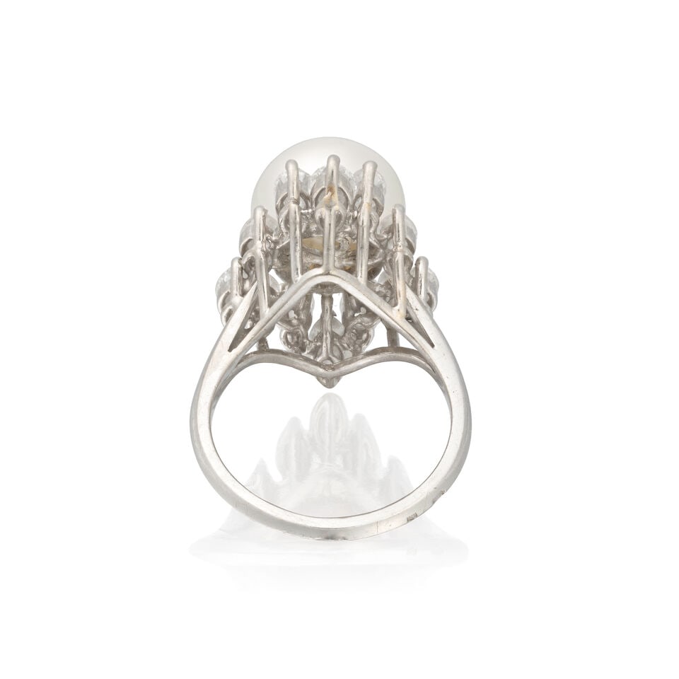 CULTURED PEARL AND DIAMOND DRESS RING - 2
