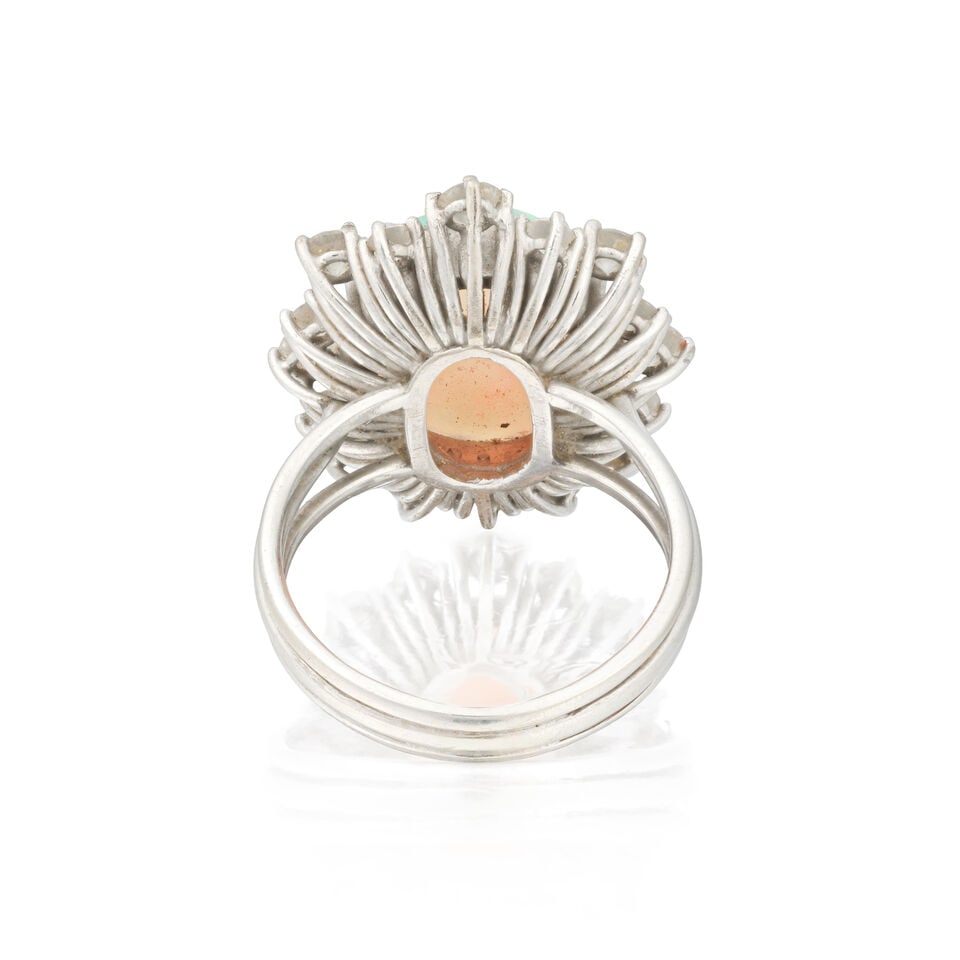 OPAL AND DIAMOND CLUSTER RING - 2