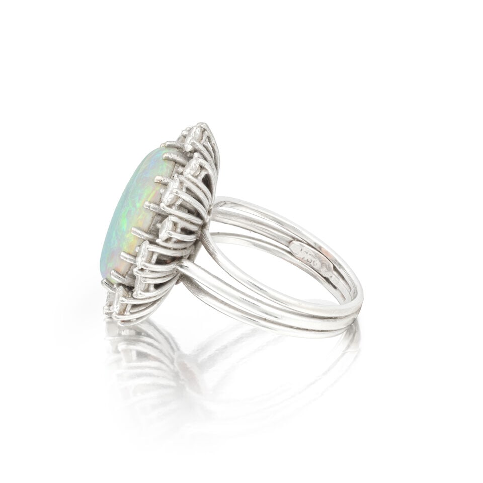 OPAL AND DIAMOND CLUSTER RING - 3