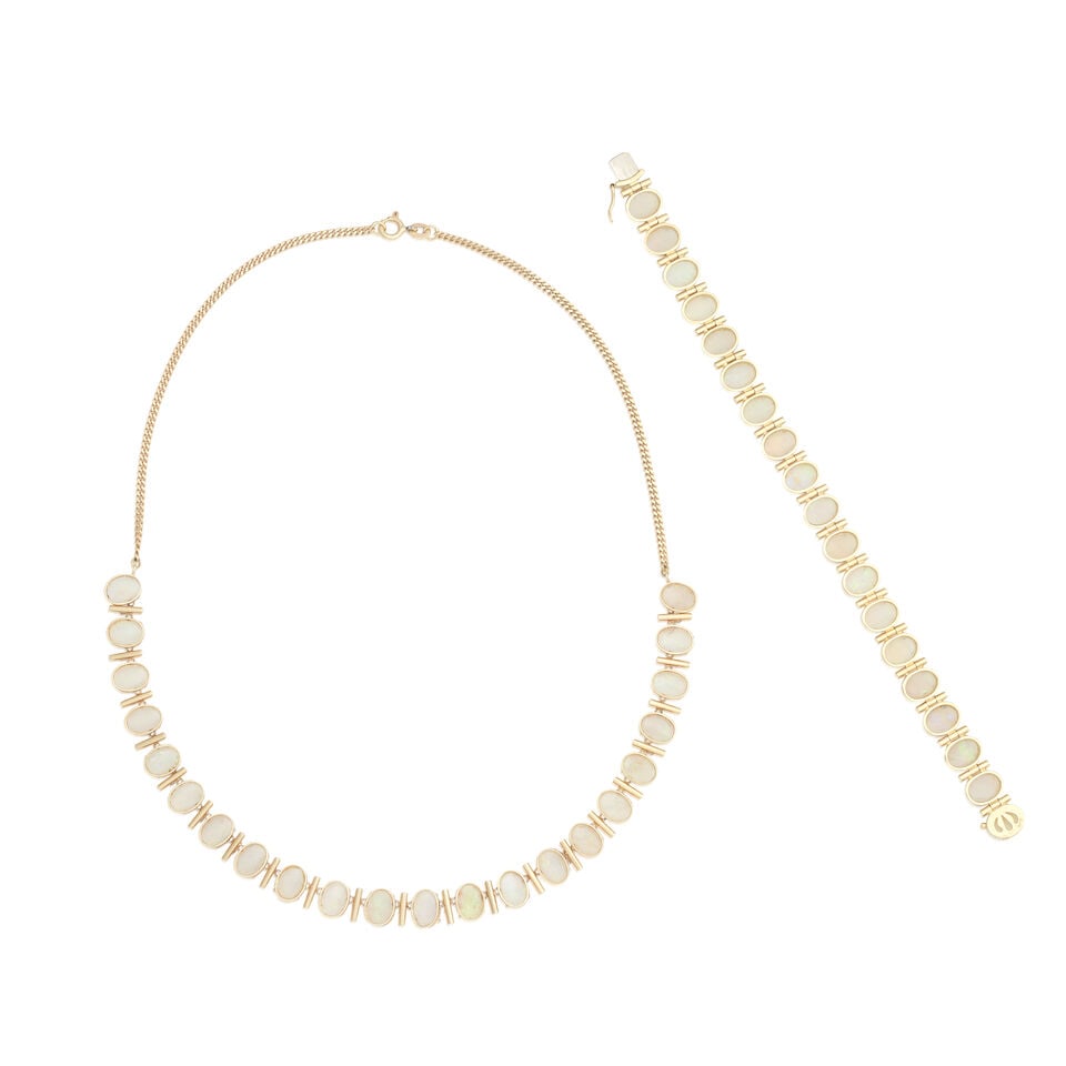 OPAL AND DIAMOND NECKLACE AND BRACELET - 2