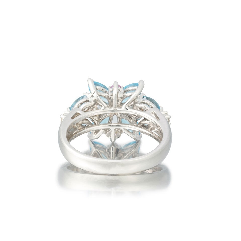 TRIO: TOPAZ, PINK SAPPHIRE AND DIAMOND RING - 2