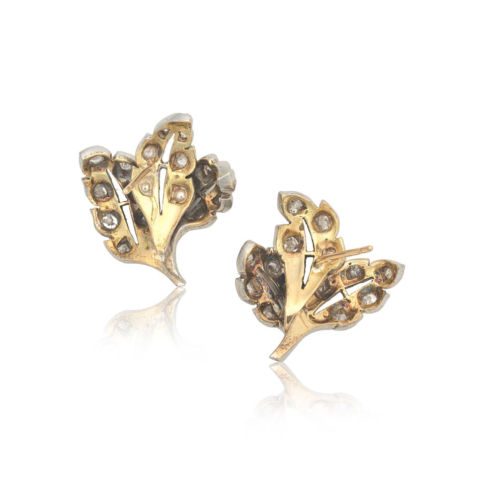 DIAMOND-SET LEAF EARRINGS - 2