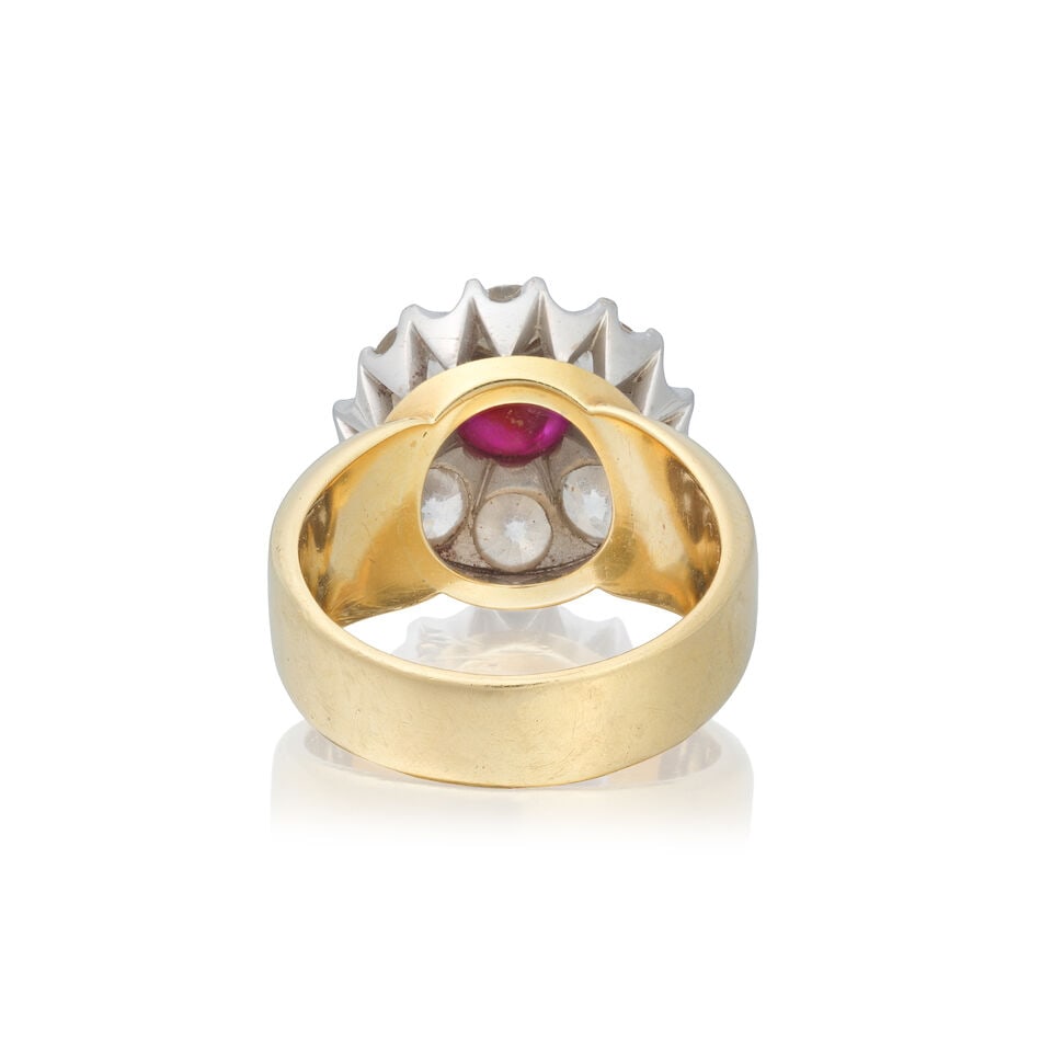 STAR RUBY AND DIAMOND CLUSTER RING - 2