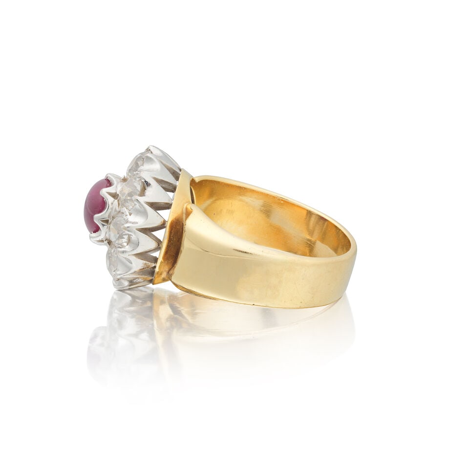 STAR RUBY AND DIAMOND CLUSTER RING - 3