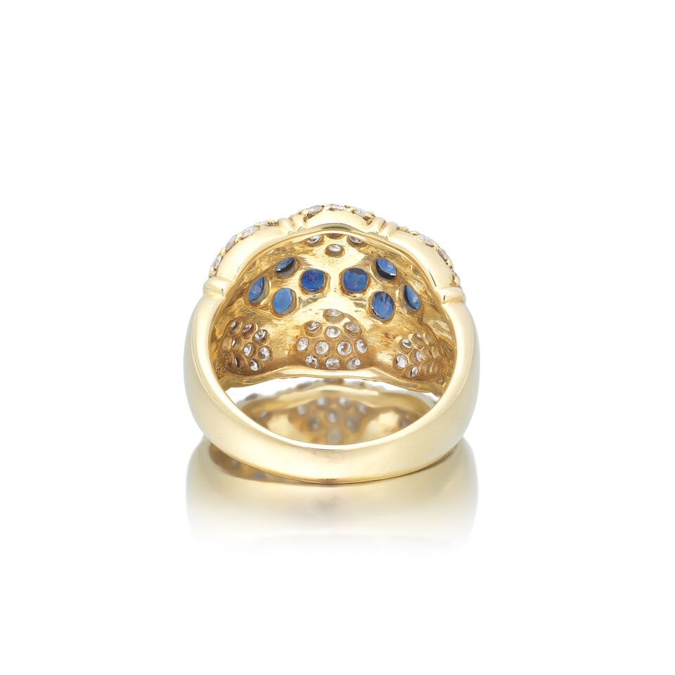SAPPHIRE AND DIAMOND BOMBÉ RING - 2