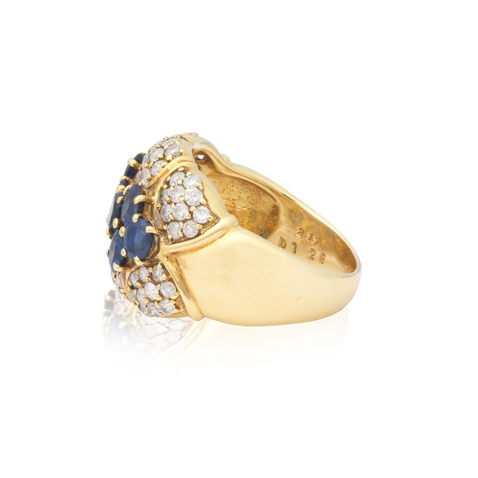 SAPPHIRE AND DIAMOND BOMBÉ RING - 3