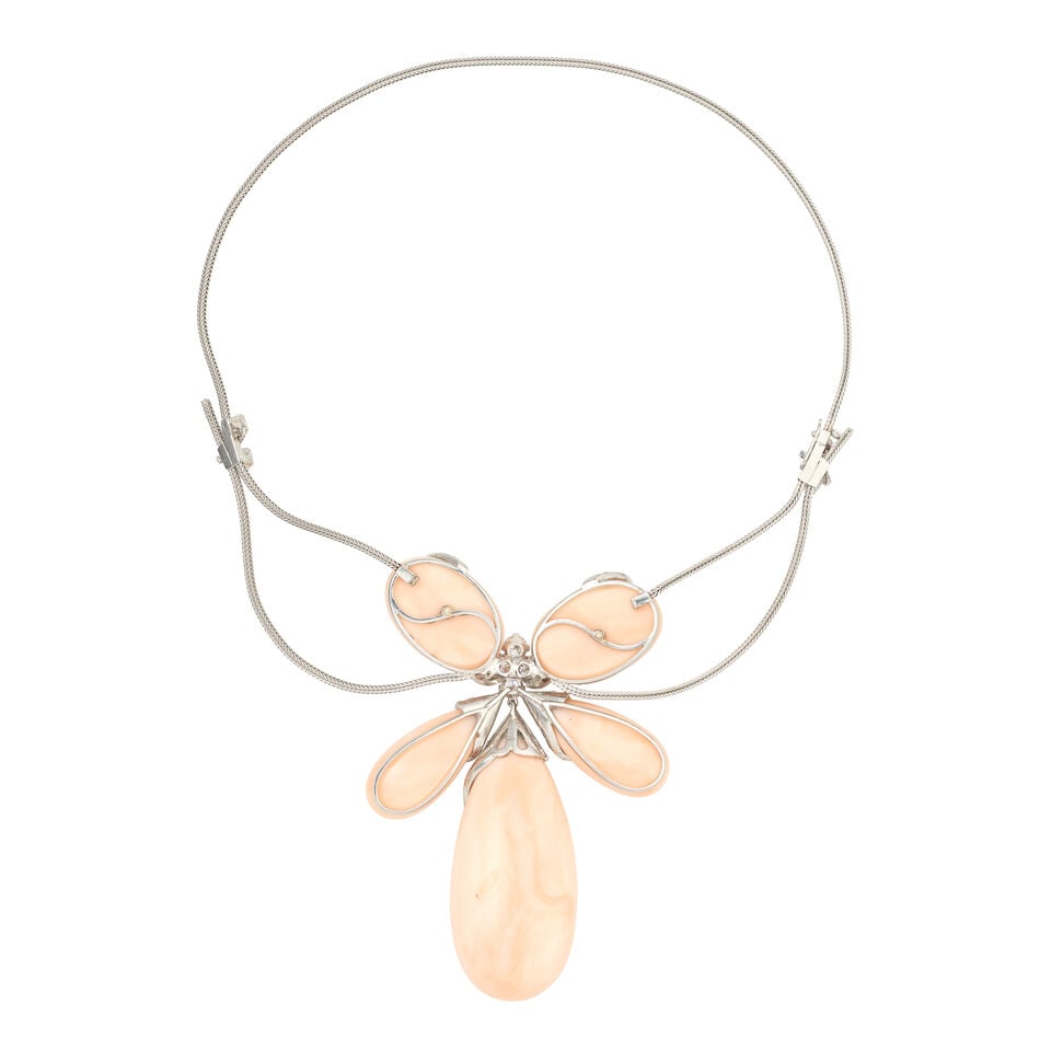 CORAL AND DIAMOND NECKLACE - 2
