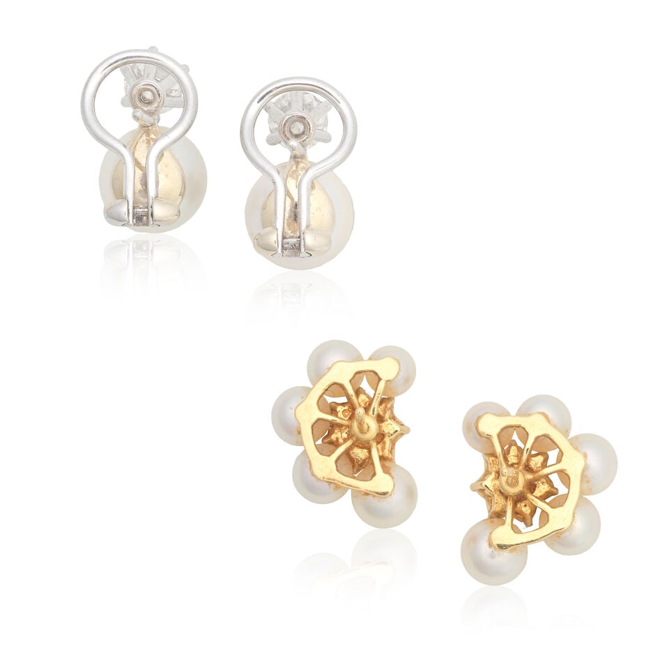CULTURED PEARL AND DIAMOND-SET EARRINGS - 2