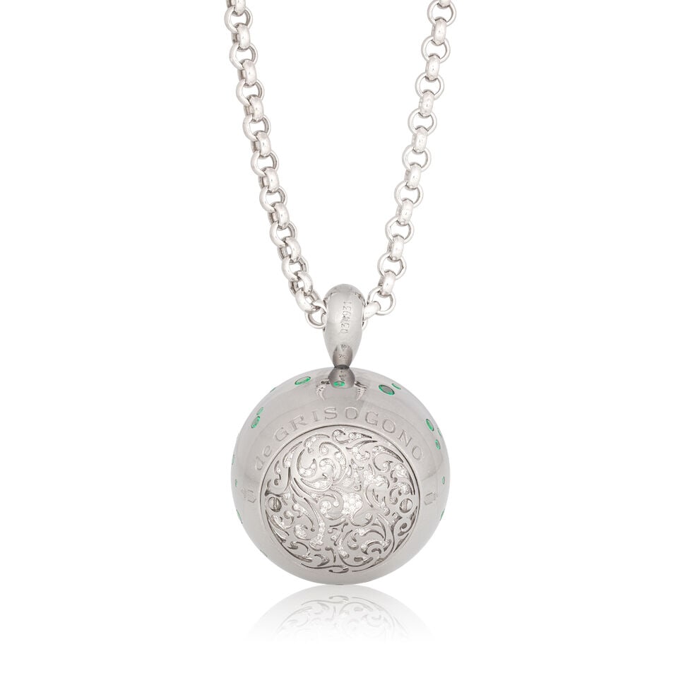 DE GRISOGONO: EMERALD-SET 'BOULE' WATCH PENDANT/NECKLACE - 2