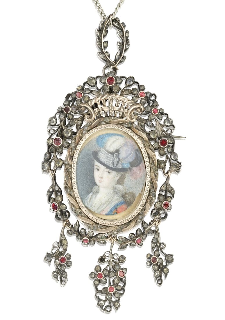 TWO PORTRAIT MINIATURE JEWELS, 18TH CENTURY AND LATER (2) - 3