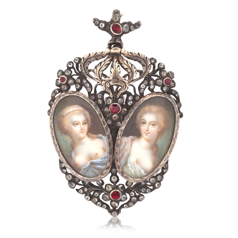 TWO PORTRAIT MINIATURE JEWELS, 18TH CENTURY AND LATER (2) - 4