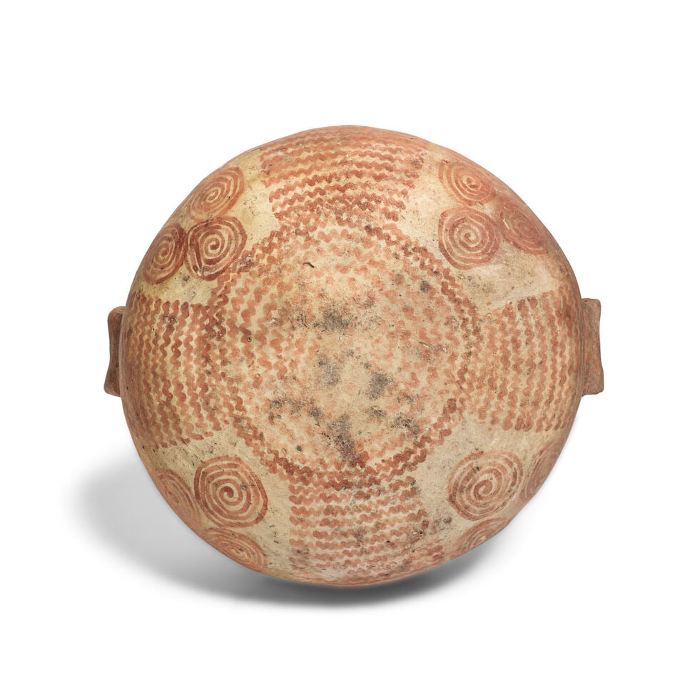 Jarre globulaire en terre cuite décorée de spirales, Égypte, Période pré... - 2