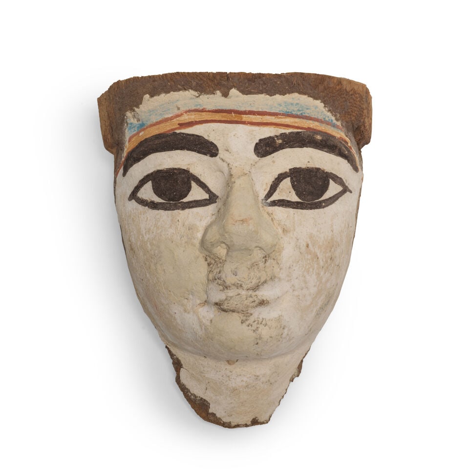 Masque de momie en bois peint, Égypte, Basse époque-Époque ptolémaïque,... (1 of 1)
