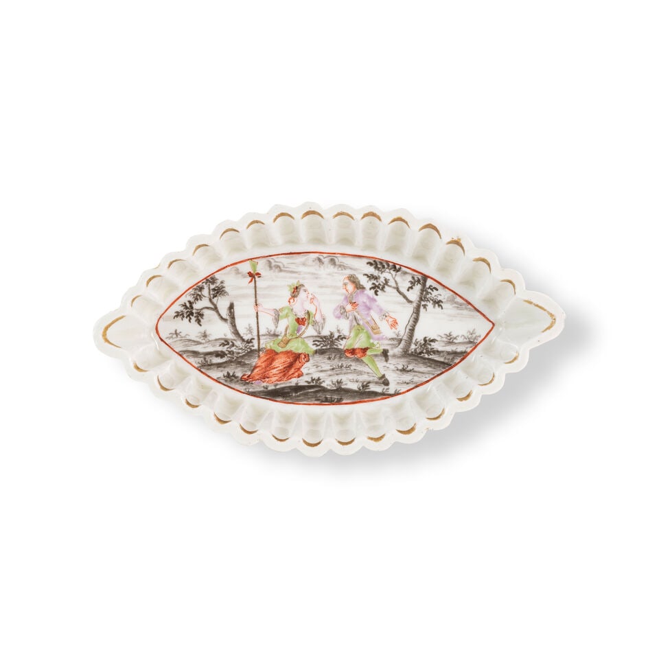 Petit vide-poche ovale en porcelaine de Meissen, vers 1750-60 A small Meissen oval-shaped trink... - 2