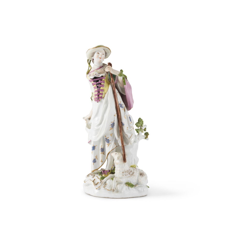 Statuette en porcelaine de Meissen représentant une bergère, circa 1750A Meissen figur... - 2