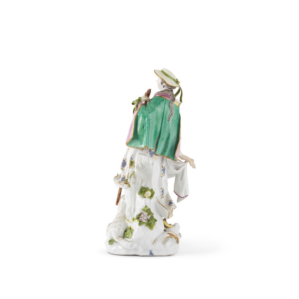 Statuette en porcelaine de Meissen représentant une bergère, circa 1750A Meissen figur... - 3