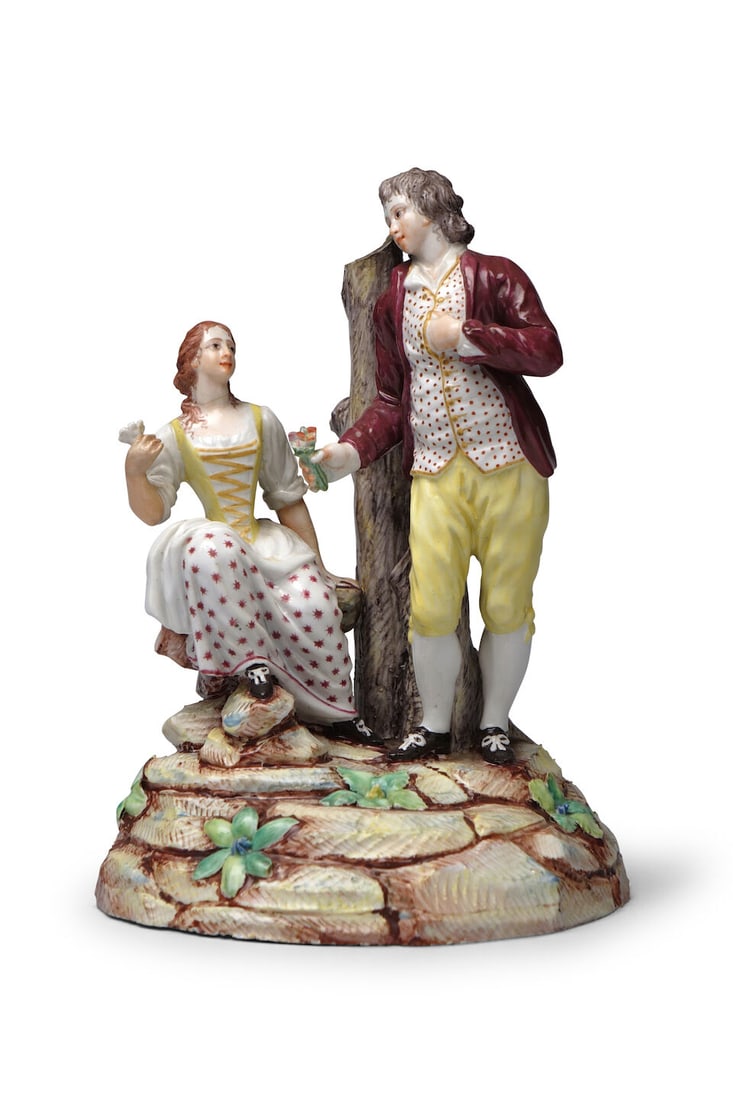 Groupe d'amoureux en porcelaine de Doccia, vers 1780 A Doccia group of lovers, circa 1780 (1 of 1)