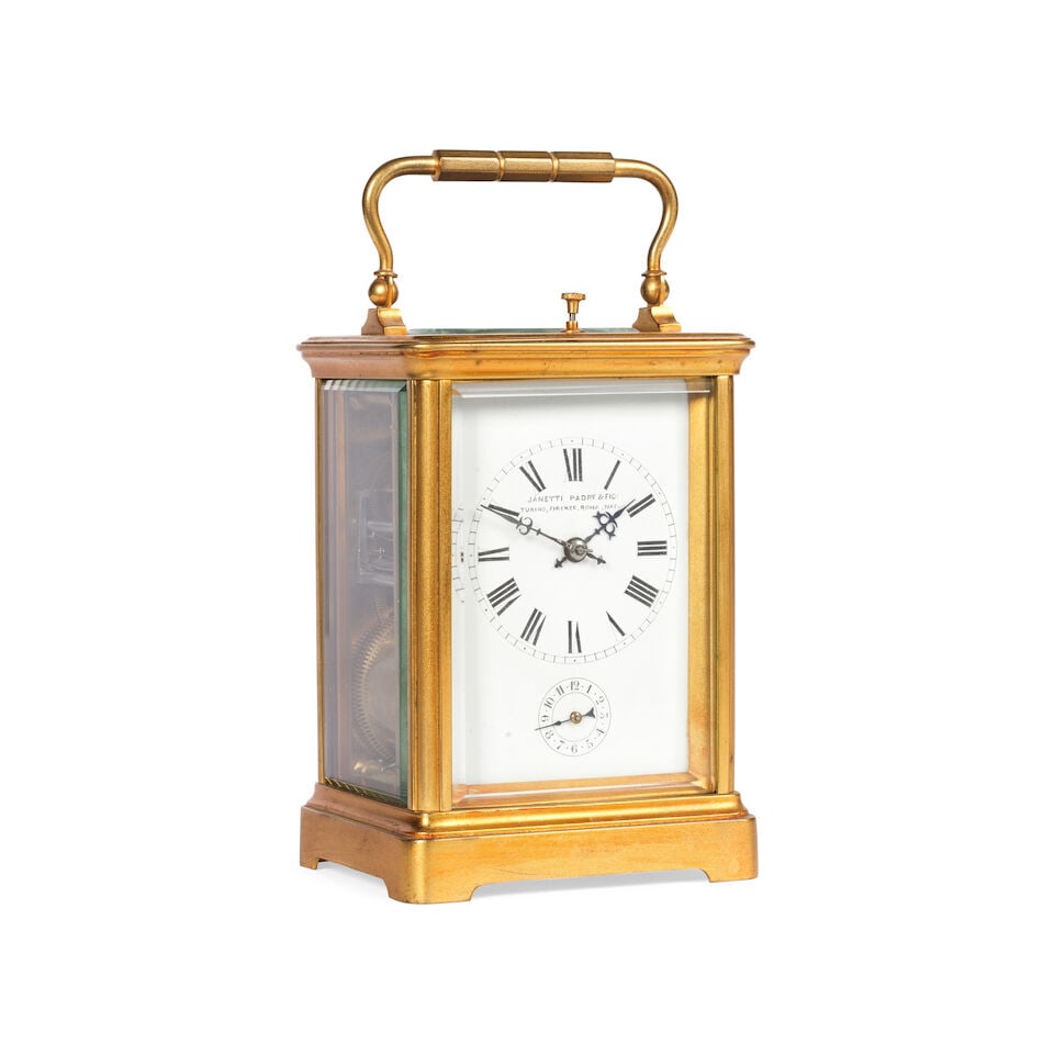 Pendule de voyage à grande sonnerie du début du XXe siècle, boîtier relaqu&#... - 3