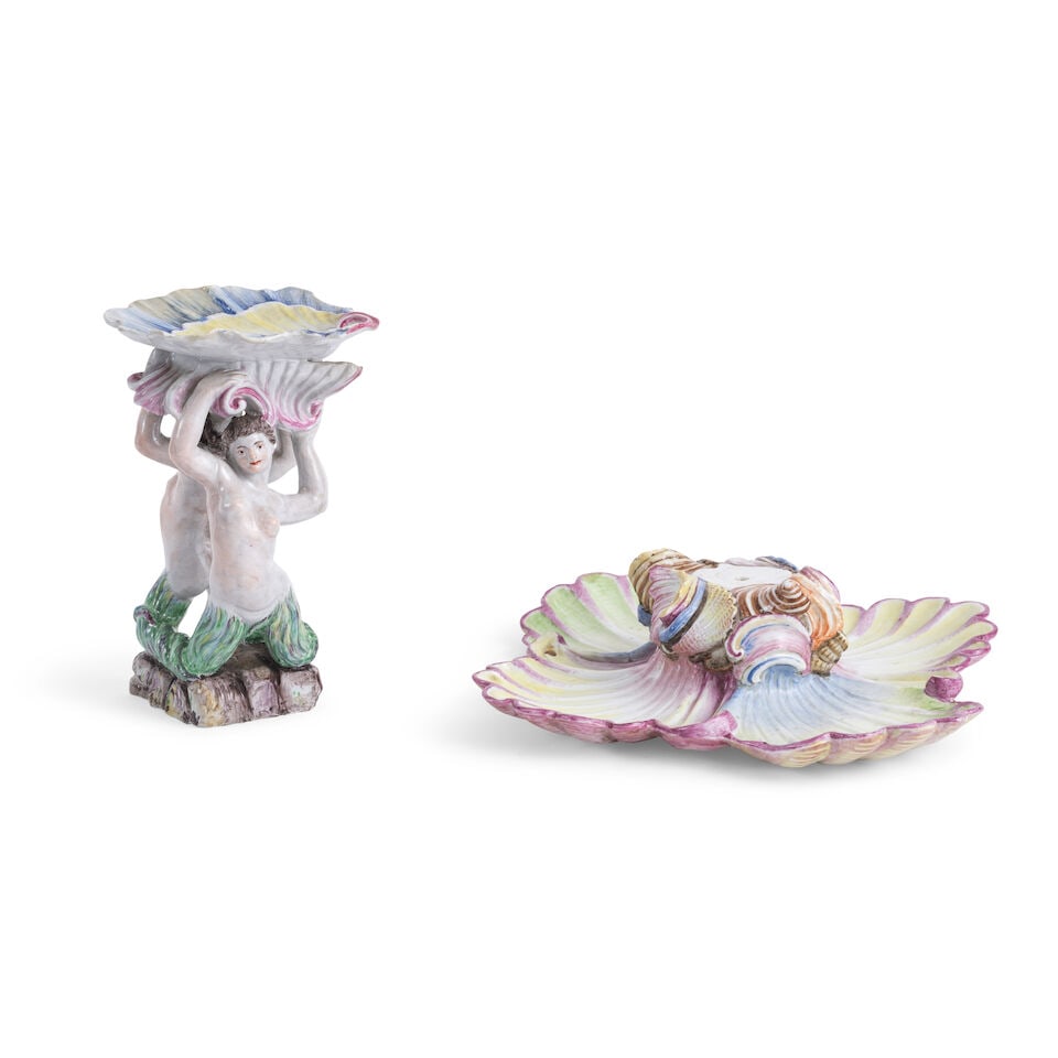 Deux plats de confiserie en porcelaine de Doccia, vers 1750-55 Two Doccia sweetmeat dishes, circ... - 2