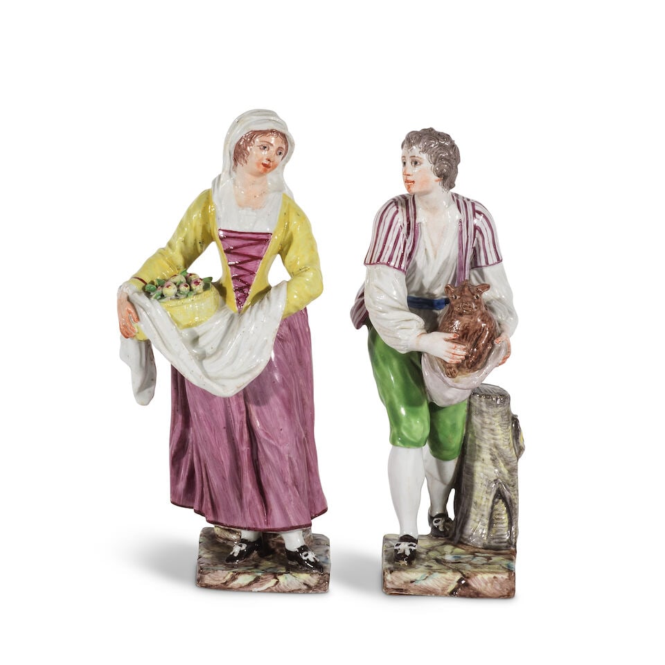 Deux figures de paysans en porcelaine de Doccia, vers 1770-80 Two Doccia peasant figures, circa ... (1 of 2)