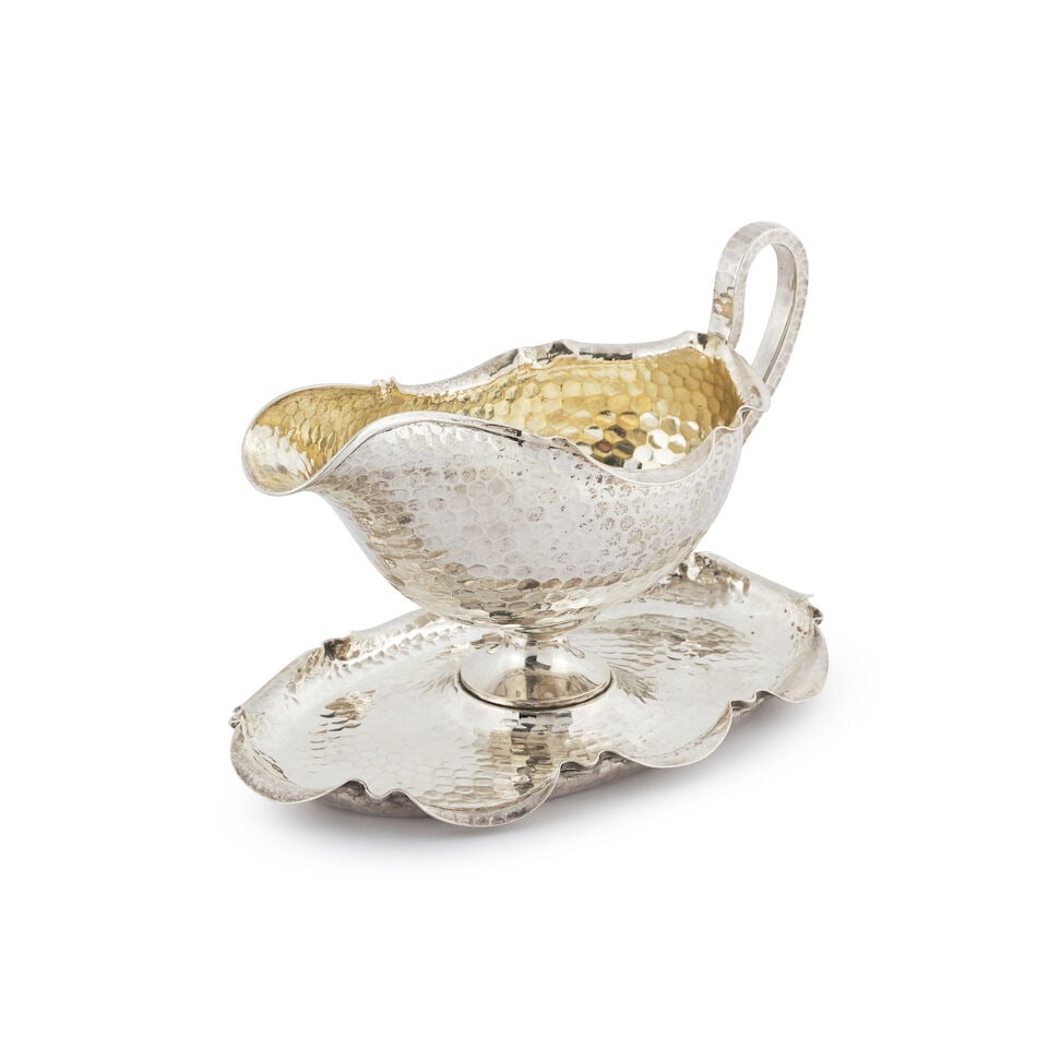 Saucière en argent martelé 800°/°°, Allemagne, début XXe sièc... - 2