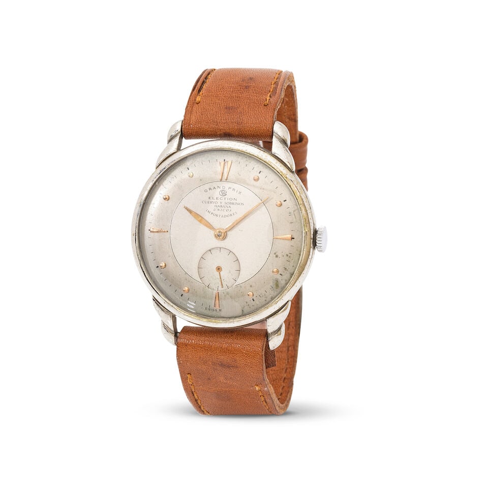 Election retailed by Cuervo y Sobrinos, Habana. A chrome plated manual wind wristwatch Election ... (1 of 1)