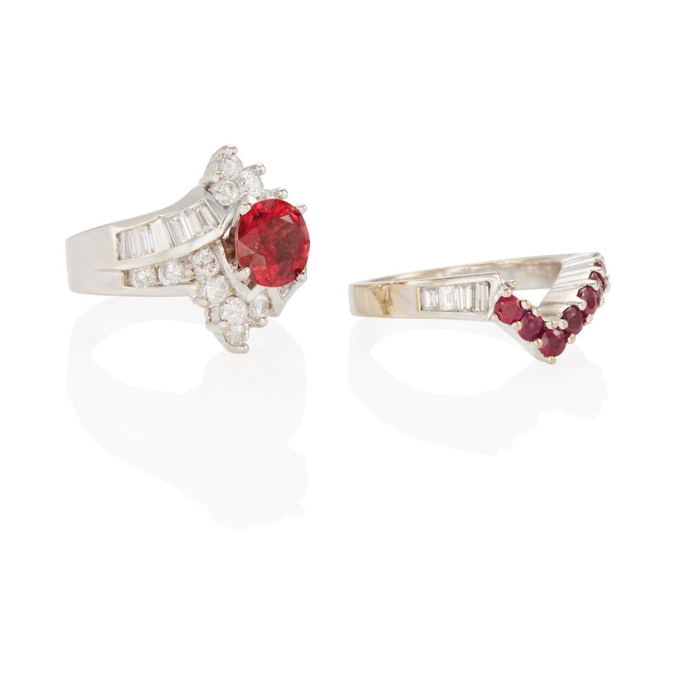 14K GOLD, RUBY AND DIAMOND RING SET - 2