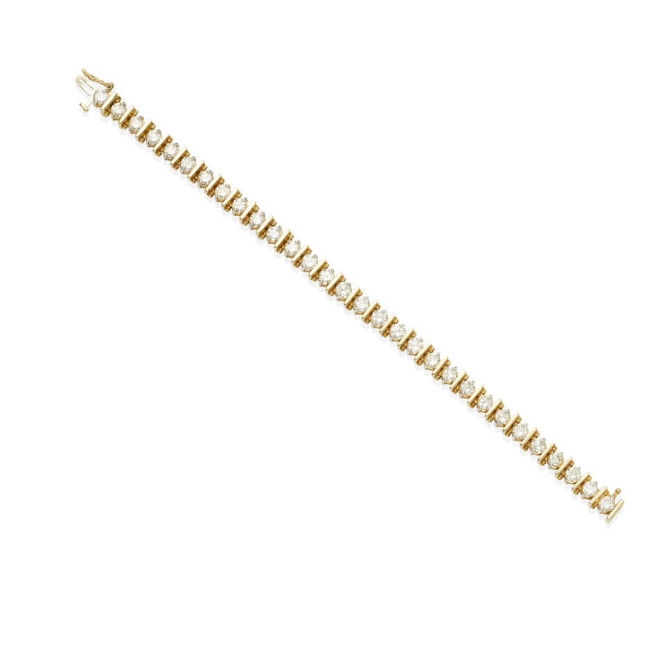 14K GOLD AND DIAMOND LINE BRACELET (1 of 2)
