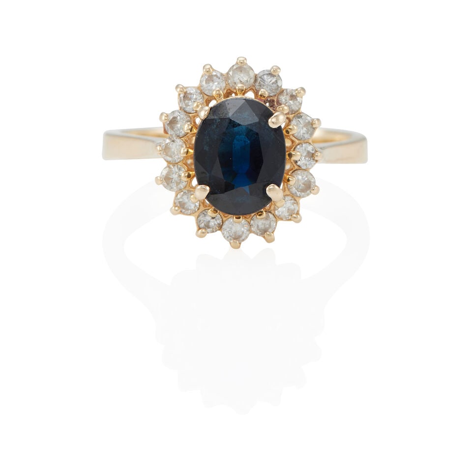 14K GOLD, SAPPHIRE, AND DIAMOND RING (1 of 3)