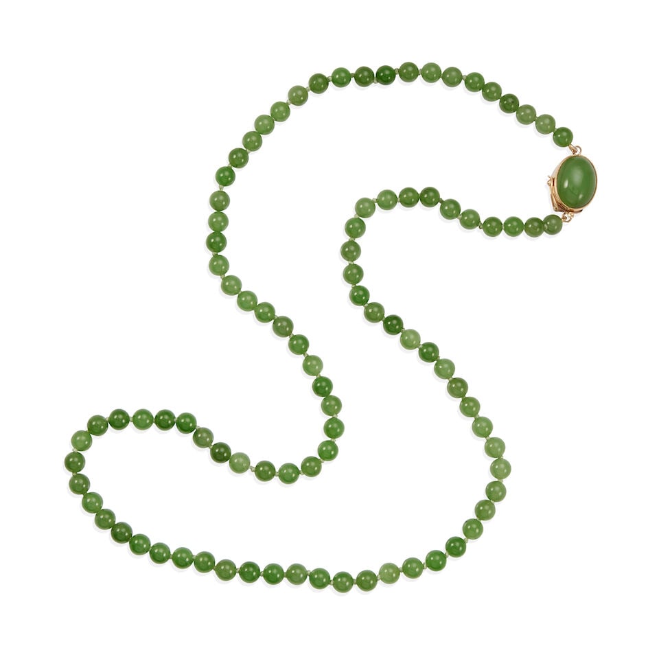 14K GOLD AND JADE BEAD NECKLACE (1 of 2)