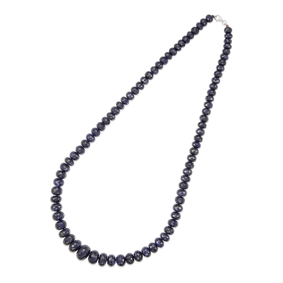 18K GOLD AND SAPPHIRE BEAD NECKLACE (1 of 2)