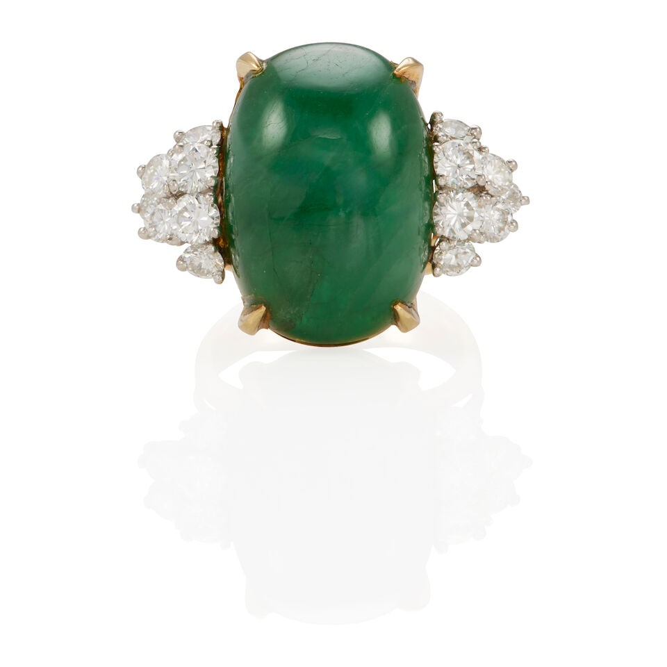 18K BICOLOR GOLD, DIAMOND AND EMERALD RING (1 of 2)