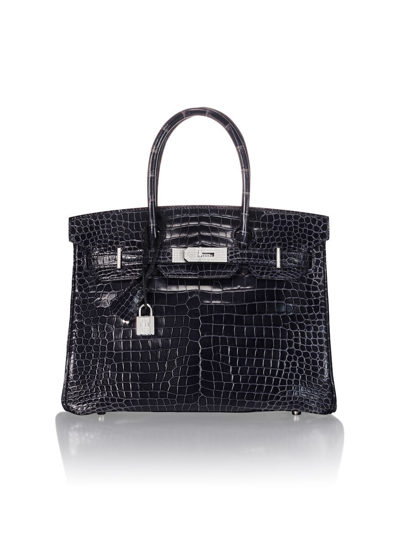 HERMÈS: BLEU ABYSS SHINY POROSUS CROCODILE BIRKIN 30 WITH 18K WHITE GOLD DIAMOND HARDWARE 2... (1 of 4)