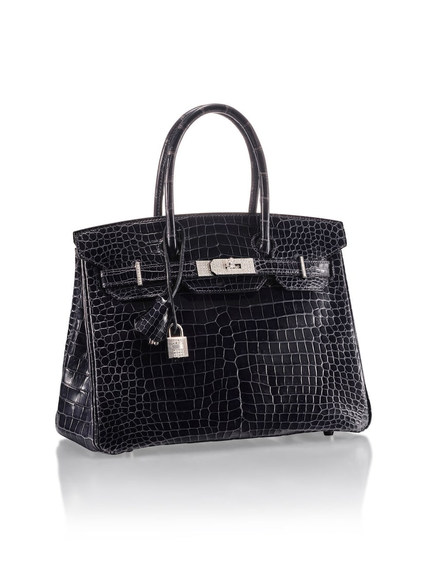 HERMÈS: BLEU ABYSS SHINY POROSUS CROCODILE BIRKIN 30 WITH 18K WHITE GOLD DIAMOND HARDWARE 2... - 2