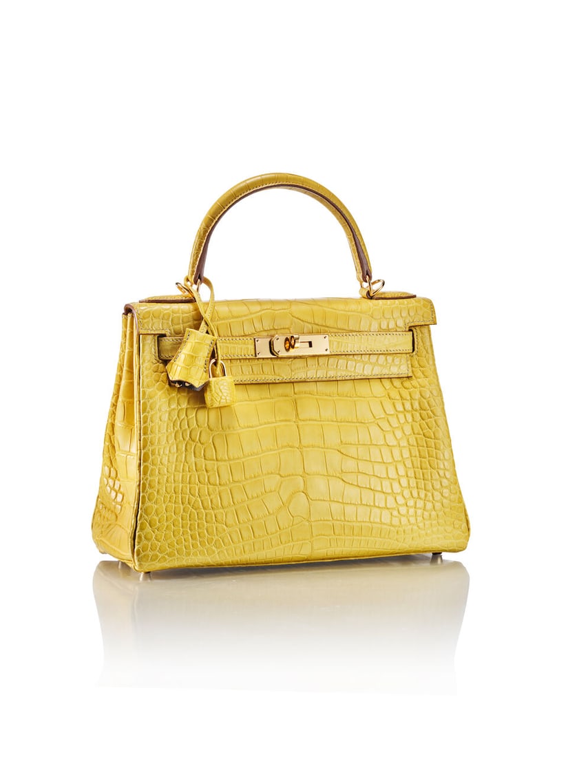 HERMÈS: SPECIAL ORDER MIMOSA AND ARDOISE MATTE ALLIGATOR VERSO RETOURNE KELLY 28 WITH GOLD ... - 2