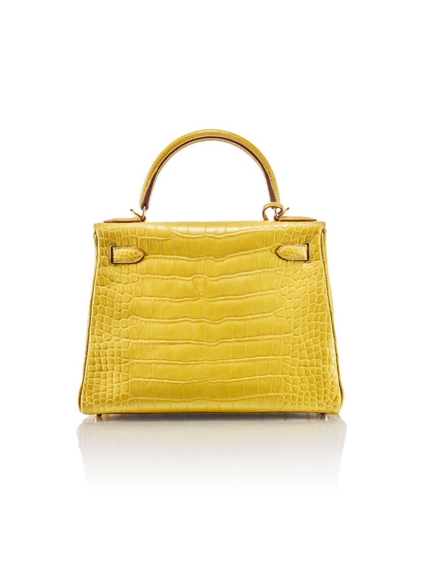 HERMÈS: SPECIAL ORDER MIMOSA AND ARDOISE MATTE ALLIGATOR VERSO RETOURNE KELLY 28 WITH GOLD ... - 3