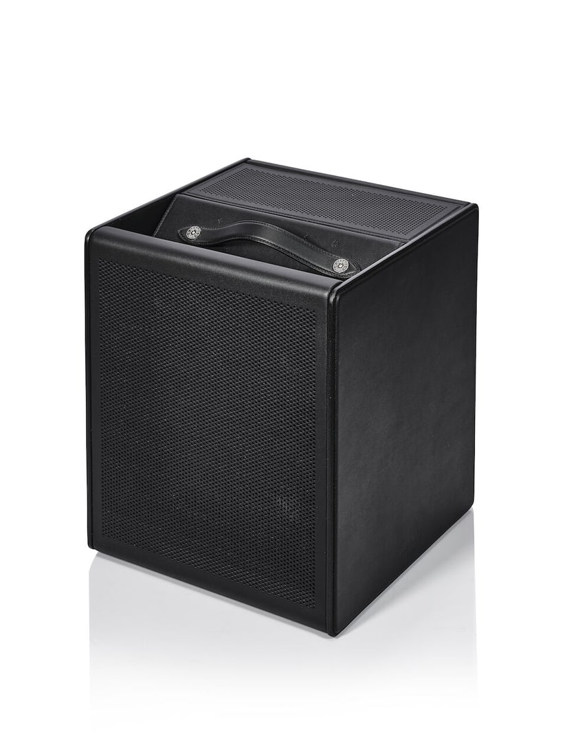 HERMÈS: BLACK SPAD LEATHER AND WOOD ODYSSEE TERRE MOBILE SPEAKER (Includes portable satell... - 3